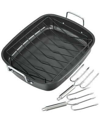 Tools of the Trade Nonstick Roaster Set with Lifters