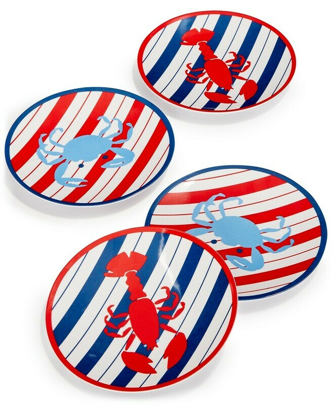 Martha Stewart Collection Grilling Melamine Appetizer Plates, Set of 4