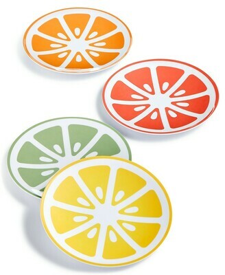 Martha Stewart Collection Citrus Melamine Appetizer Plates, Set of 4,
