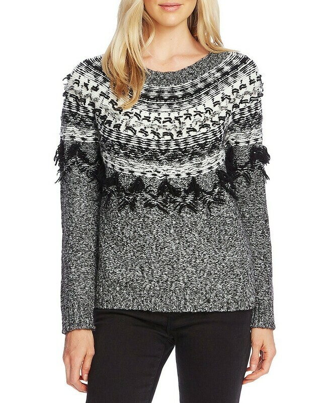 Vince Camuto Fairisle Fringe Sweater
