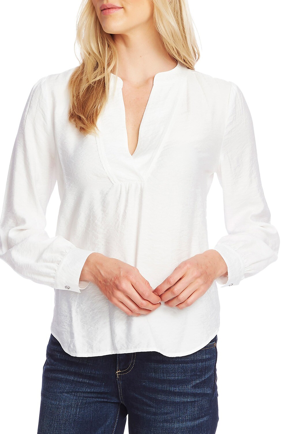 Vince Camuto Long Sleeve Rumple Top Ivory