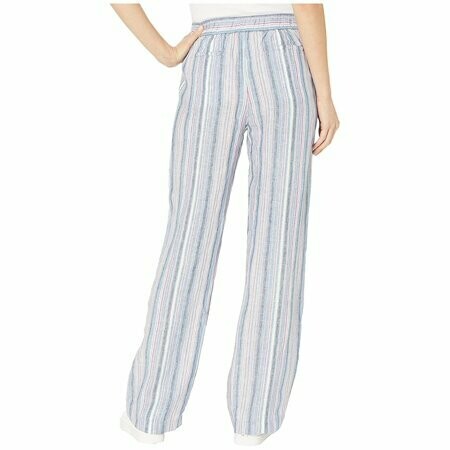 Vince Camuto Striped Linen Pull-On Pants Pink Lotus