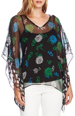 Vince Camuto Floral Lagoon Poncho Top