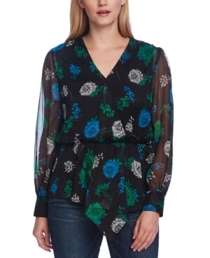 Vince Camuto Floral-Print Cinched-Waist Top