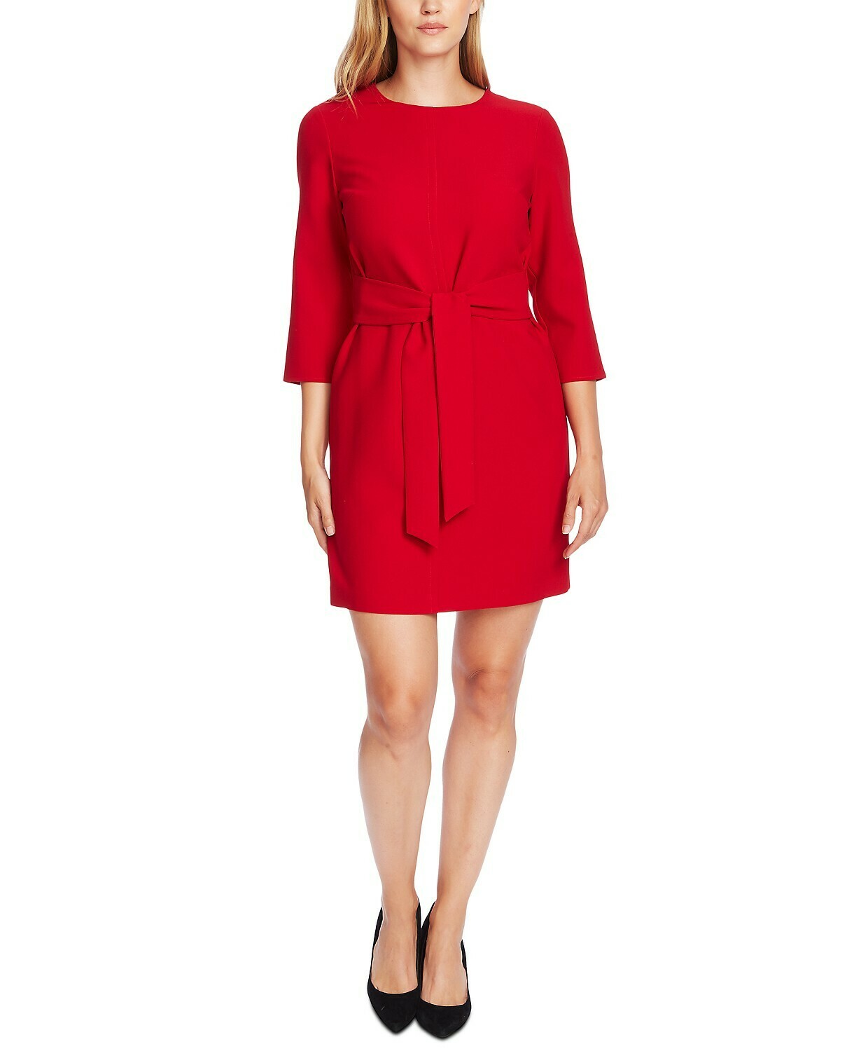 Vince Camuto Belted Stretch Crepe Dress