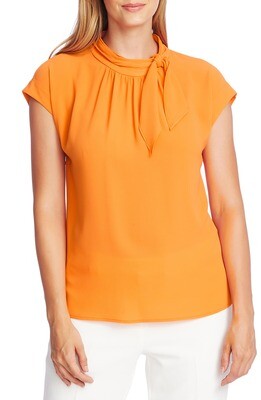 Vince Camuto Shirred Tie Neck Blouse