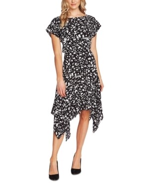 Vince Camuto Printed Handkerchief-Hem Dress