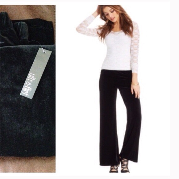 Ultra Flirt - Black Velvet Palazzo Pant