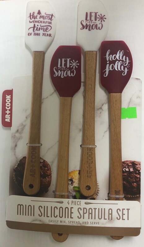 AR+COOK 4 Piece Christmas Holiday Mini Silicone Spatula Set