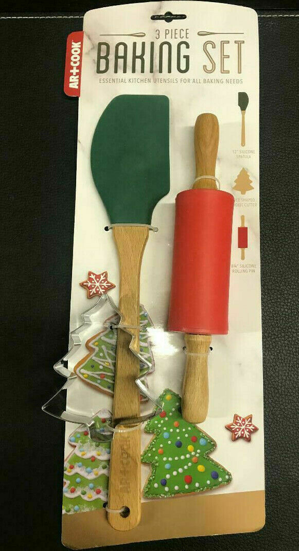 Art & Cook 3 Piece Christmas Holiday Baking Set.