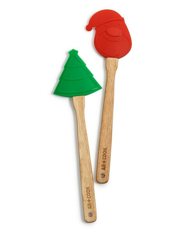 Art &amp; Cook Santa &amp; Tree Wood Spatulas, Set/2