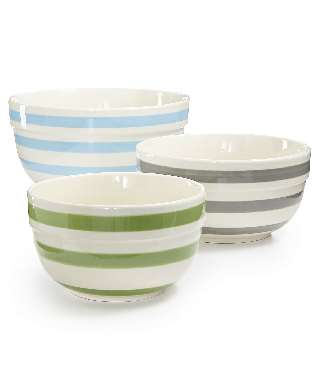 Martha Stewart Collection Pastel Stripe Ceramic Bowls, Set of 3