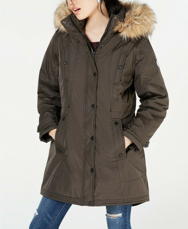 Madden Girl Juniors&#39; Hooded Faux-Fur-Trim Parka