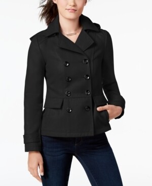 Celebrity Pink Juniors&#39; Double-Breasted Hooded Peacoat