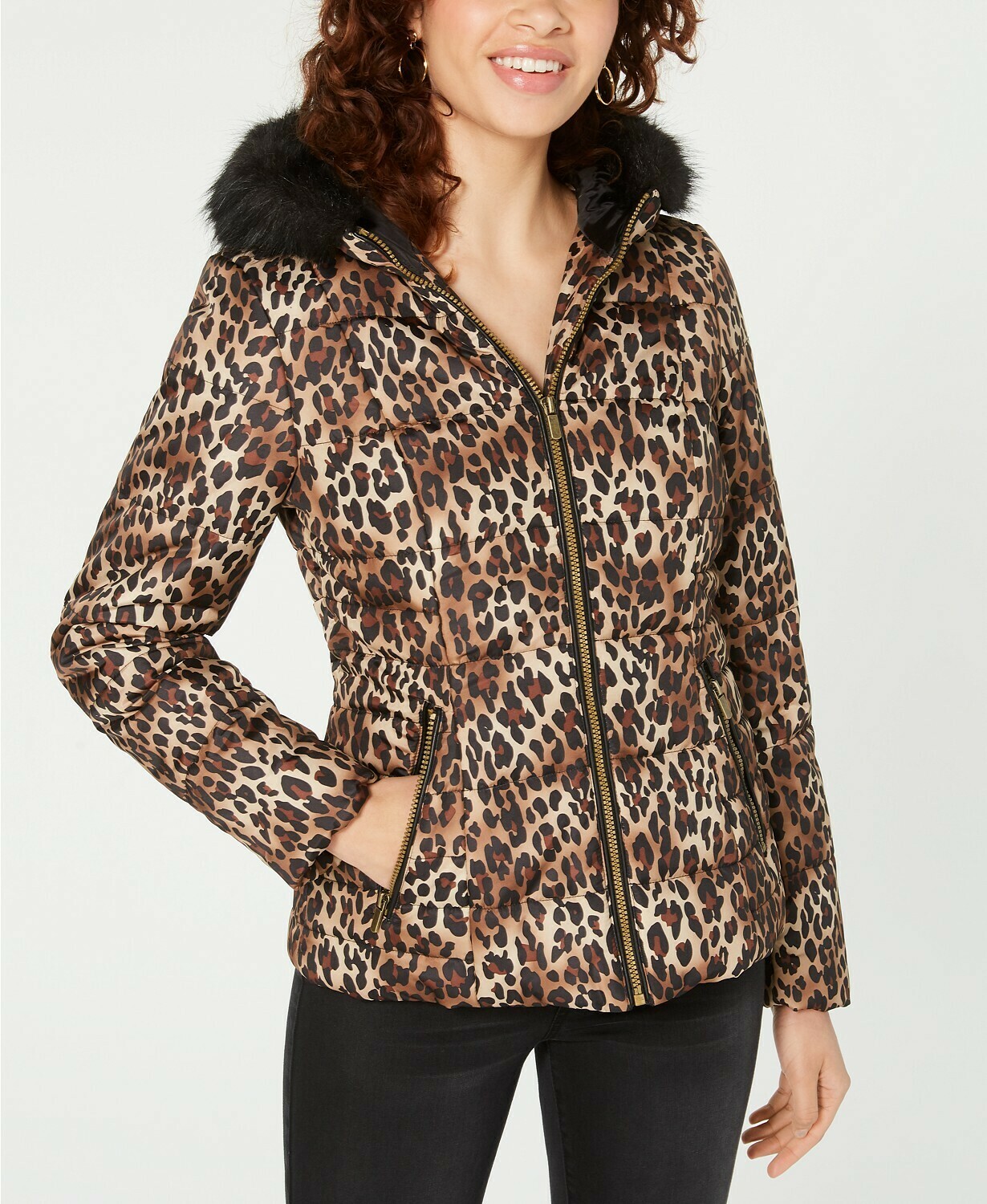 Celebrity Pink Juniors' Leopard-Print Puffer Coat