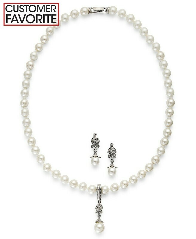 Charter Club Silver-Tone Glass Pearl Necklace 