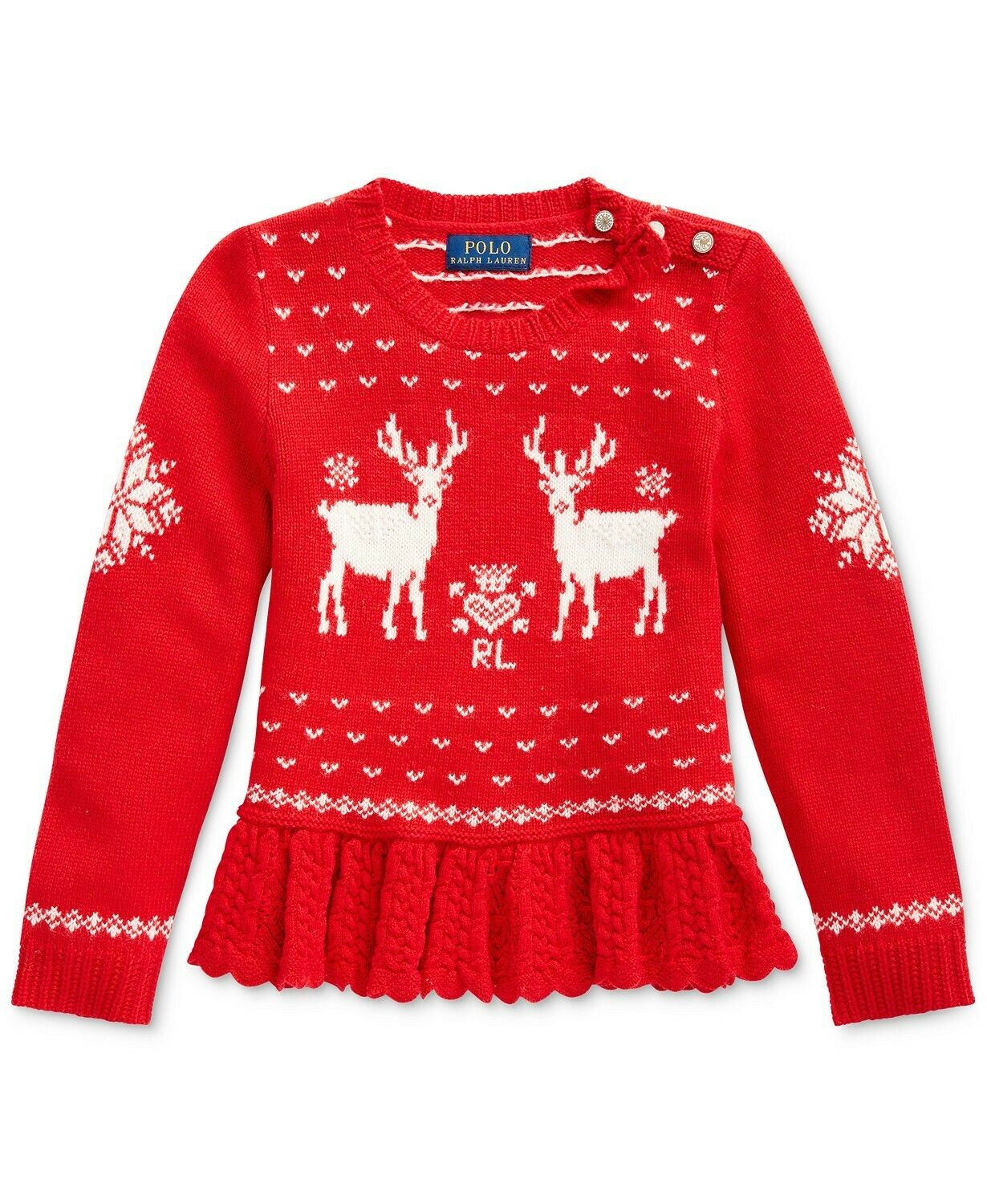 Polo Ralph Lauren Toddler Girls Intarsia-Knit Peplum Sweater