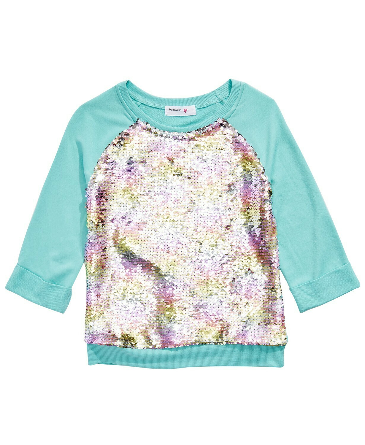 Beautees Big Girls Flip Rainbow Sequin Top