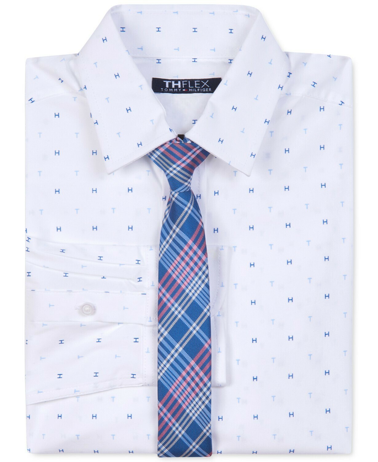 Tommy Hilfiger Stretch Logo-Print Shirt & Tie