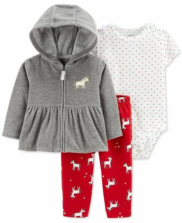 Carter's Baby Girls 3-Pc. Holiday Unicorn Jacket Set