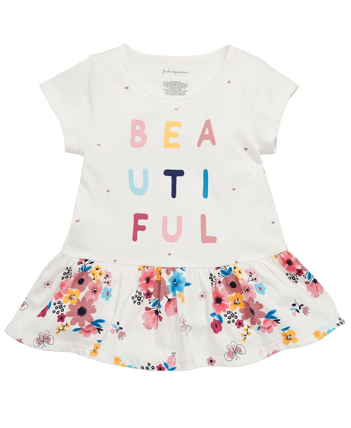 First Impressions Toddler Girls Beautiful-Print Cotton Peplum Tunic