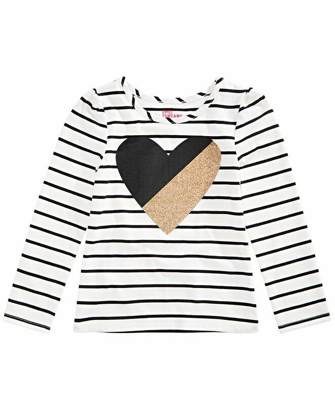 Epic Threads Toddler Girls Heart Striped T-Shirt