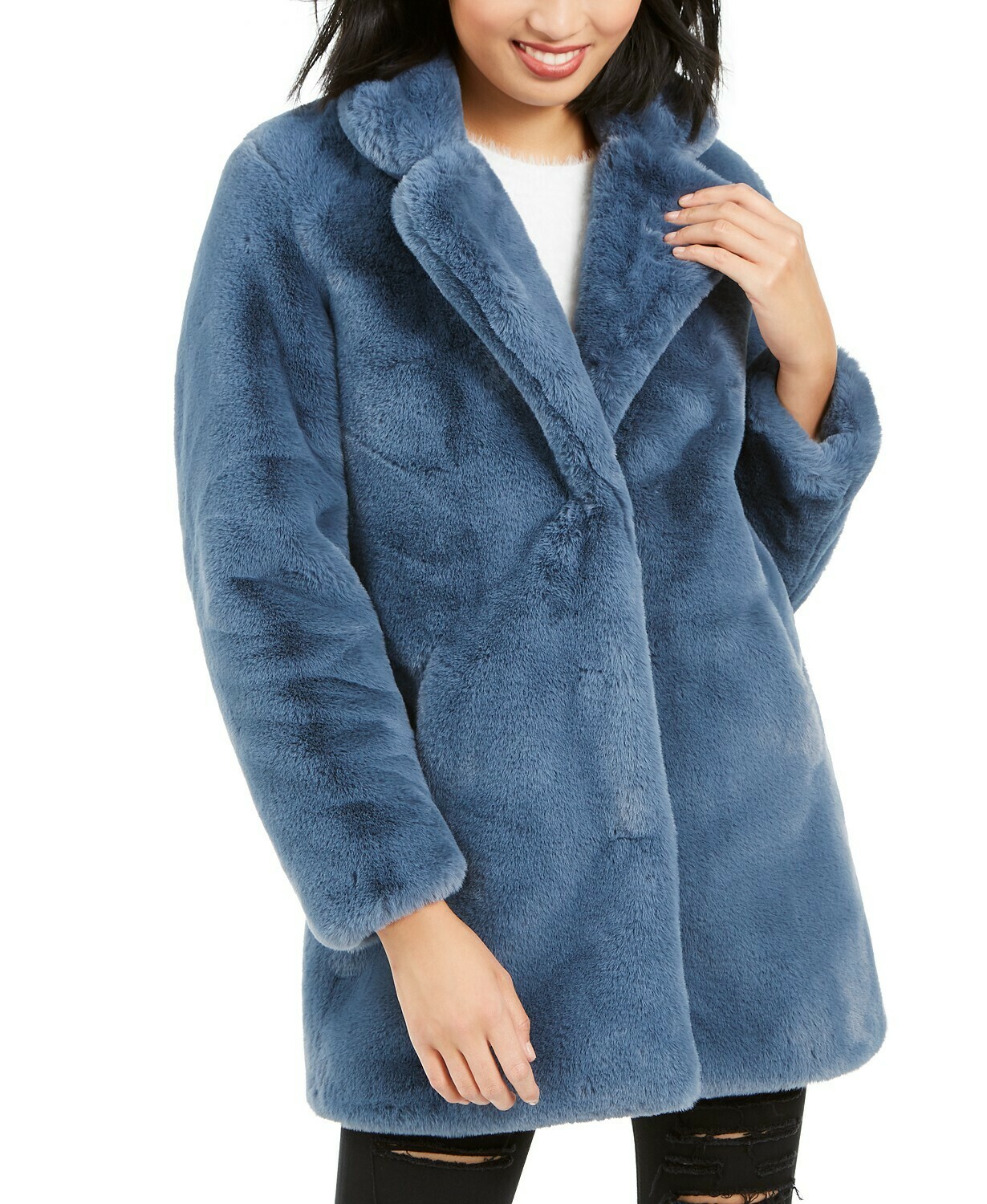 Apparis Eloise Faux-Fur Coat STEEL BLUE