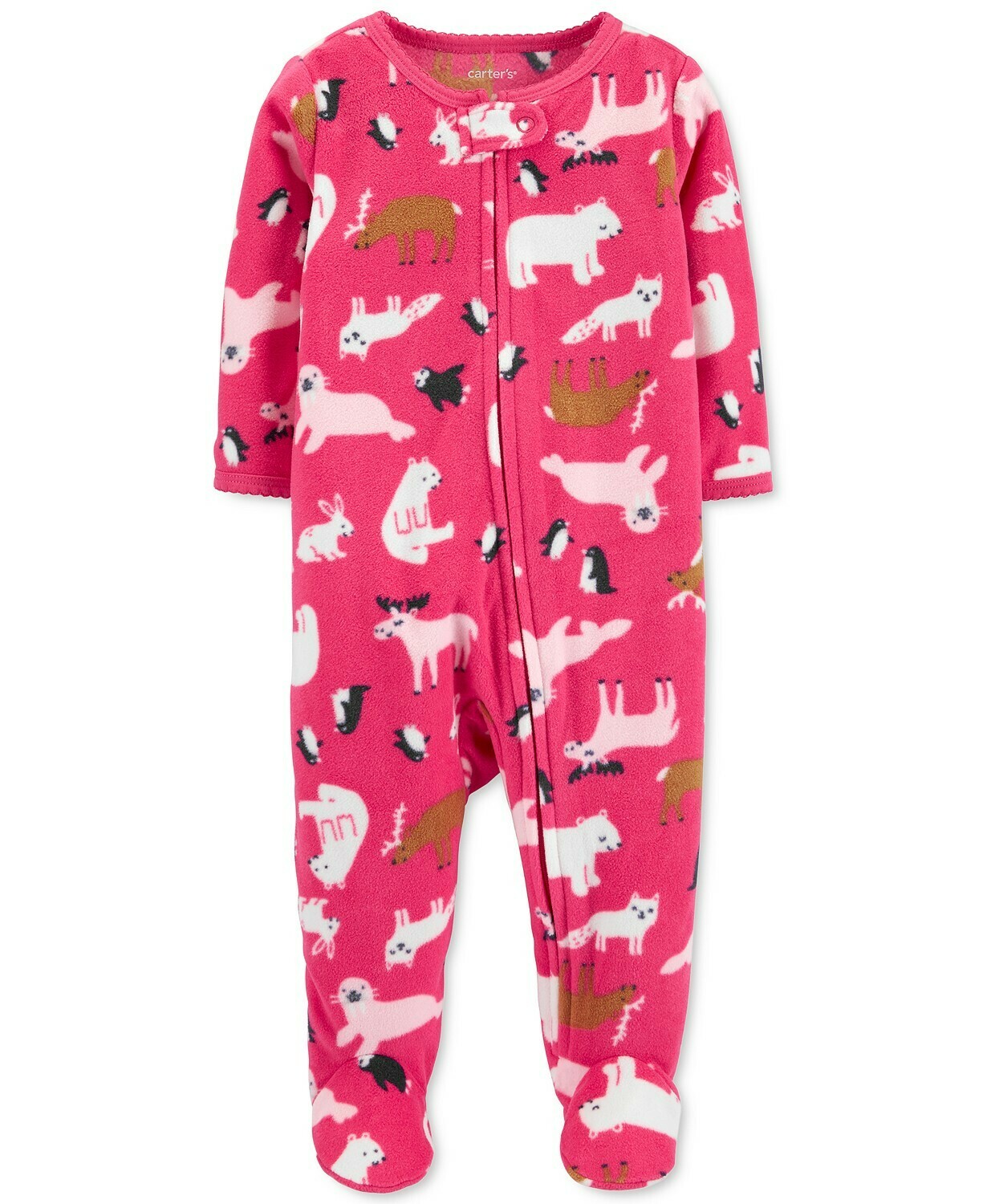Carter's Baby Girls Footed Fleece Animal-Print Coverall