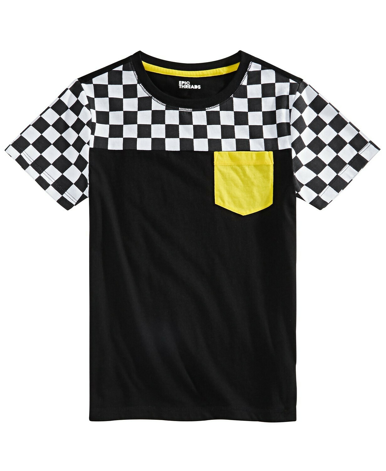 Epic Threads Big Boys Checkered-Print Colorblocked T-Shirt