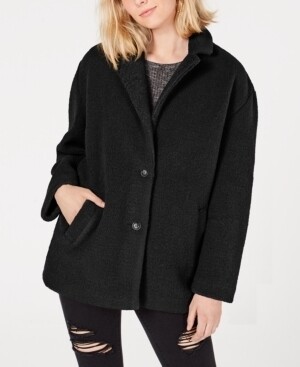 Collection B Juniors&#39; Faux-Fur Coat Black (M)