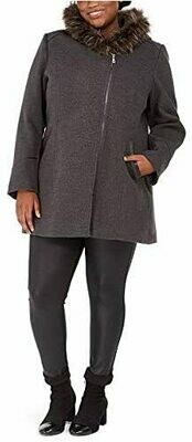 Maralyn & Me Juniors' Faux-Fur-Trim Hooded Coat XL