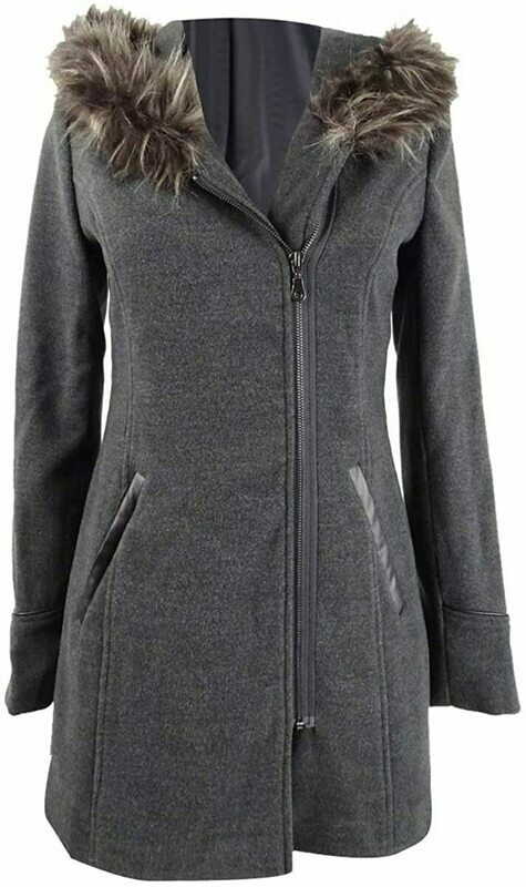 Maralyn &amp; Me Juniors&#39; Faux-Fur-Trim Hooded Coat M.