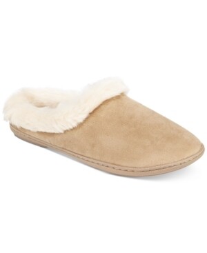 Charter Club Microvelour Clog Memory Foam Slippers Tan Size 5-6