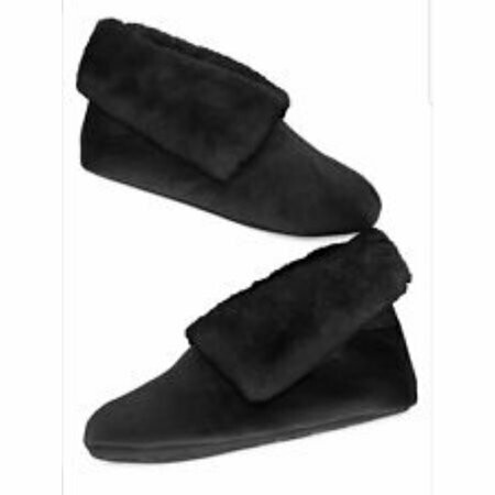 Charter Club Microfiber Velour Boot with Faux Fur Slippers Black Size 5-6