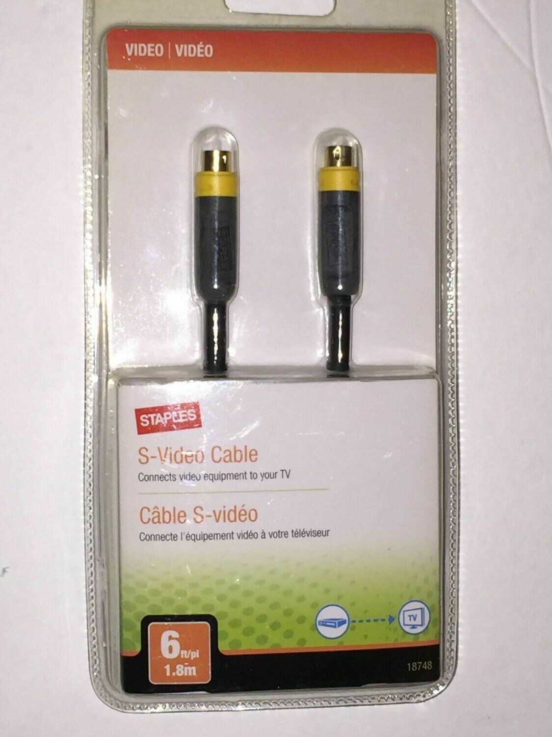 STAPLES - S Video Cable - 6 Ft - Connects Video Equipment to TV 18747 1.8 m