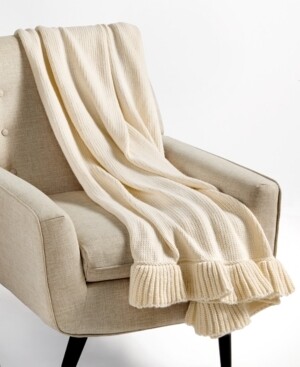 Whim by Martha Stewart Collection 50" x 60" Ruffle Ivory Throw