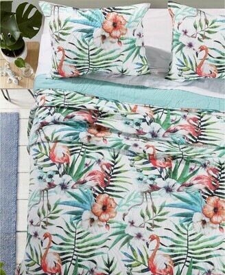 Flamingo Quilt Set, 3-Piece Full - Queen