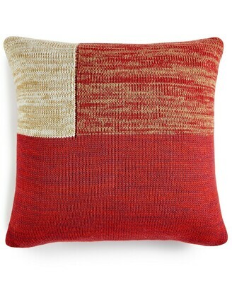 Martha Stewart Collection Chunky Knit Colorblocked 20" Square Decorative Pillow,