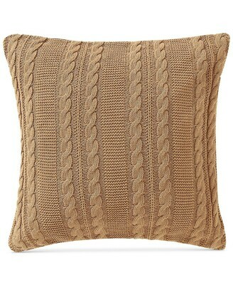 VCNY Home Dublin Cable Knit Cotton Decorative Pillow, 18 x 18