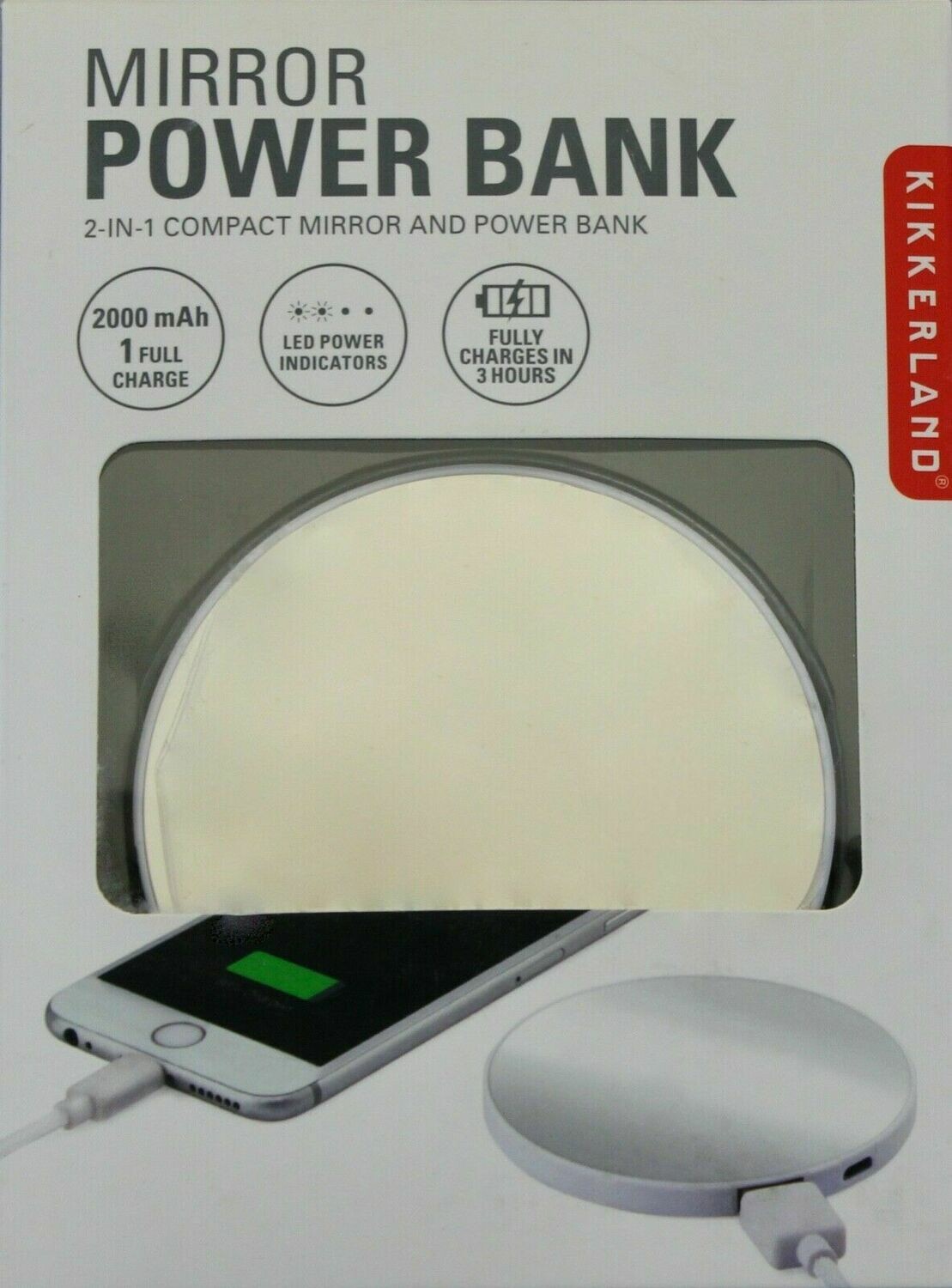 Kikkerland Mirror Power Bank Portable Charger