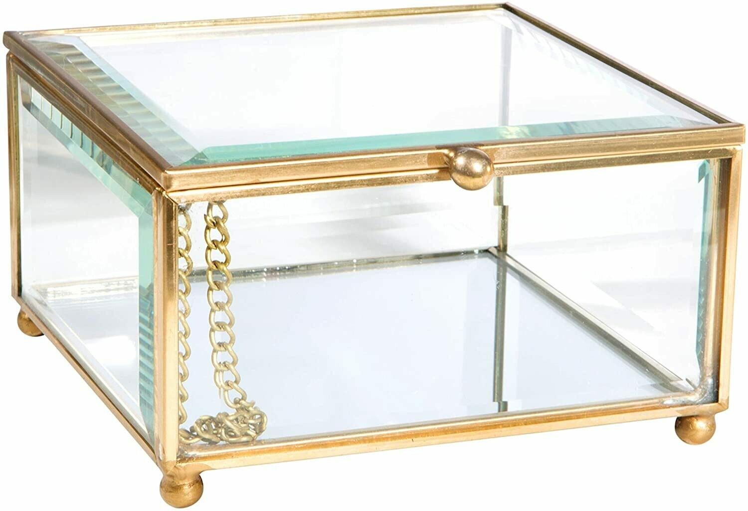 Home Details Vintage Mirrored Bottom Glass Keepsake Box