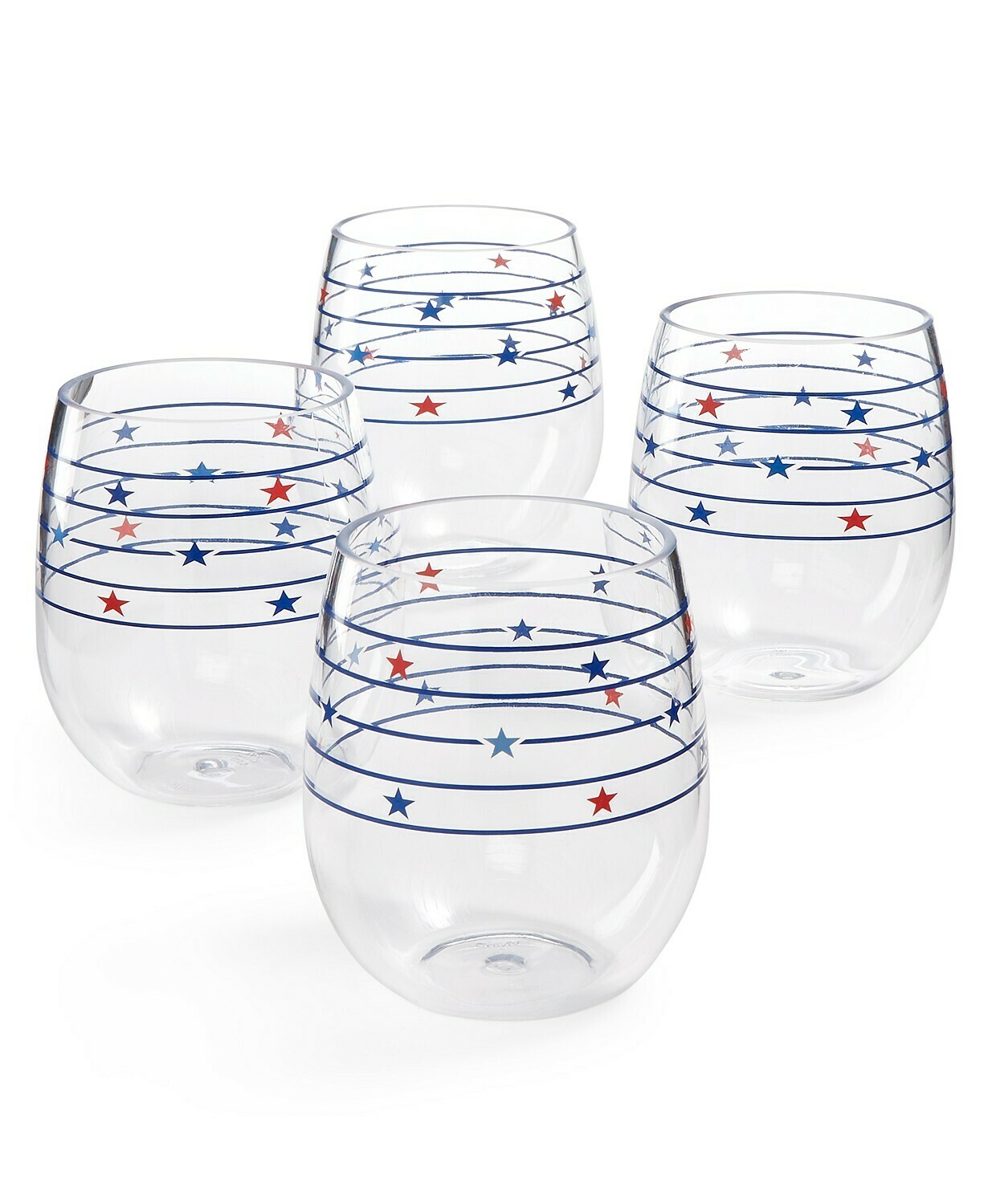 Martha Stewart Collection Americana Acrylic Stemless Wine Glasses, Set of 4