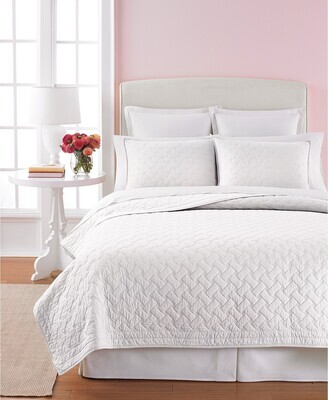 Martha Stewart Collection Basket Stitch Full/Queen Quilt (White) Bedding