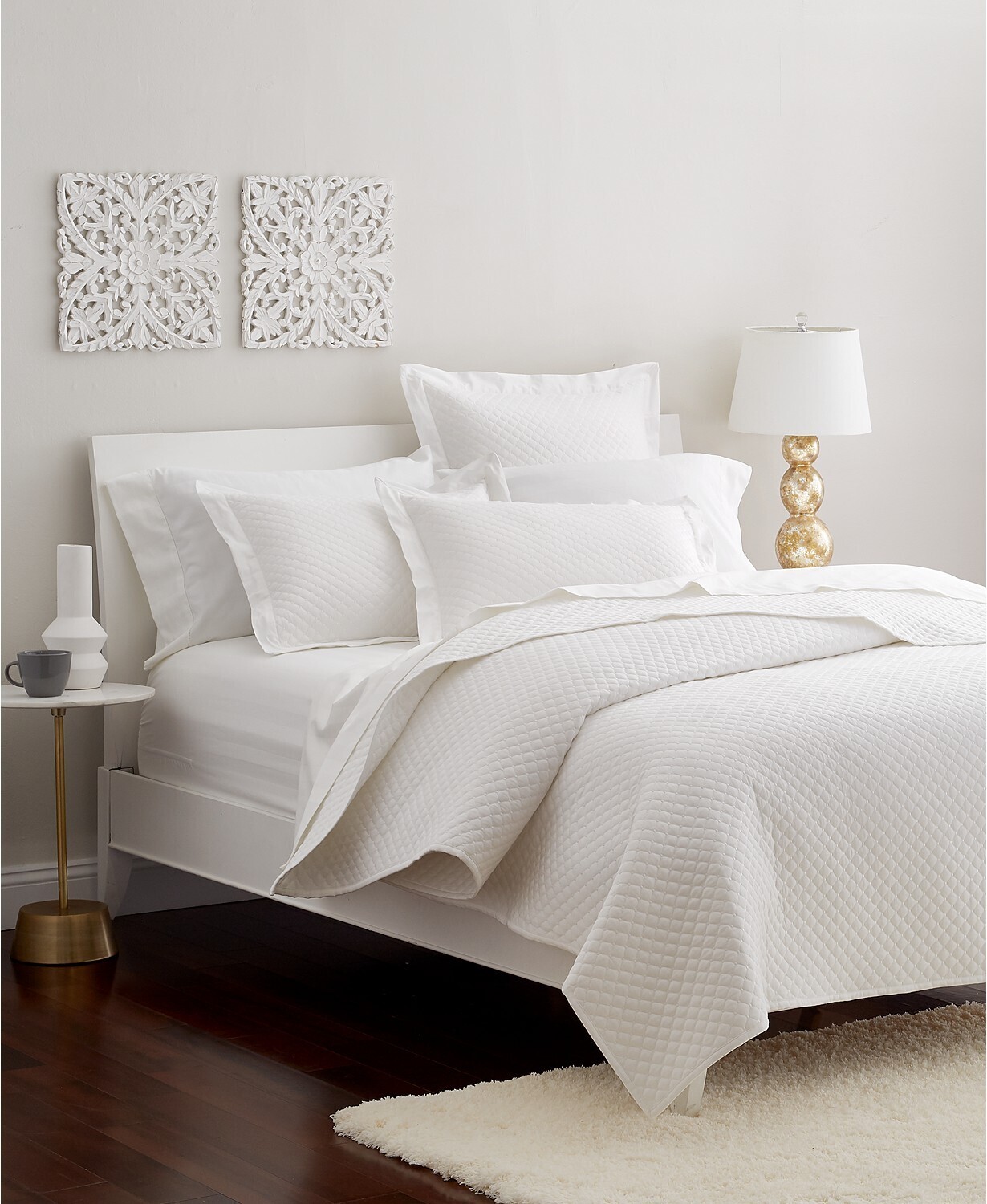 Charter Club Damask King Quilted Coverlet Set White