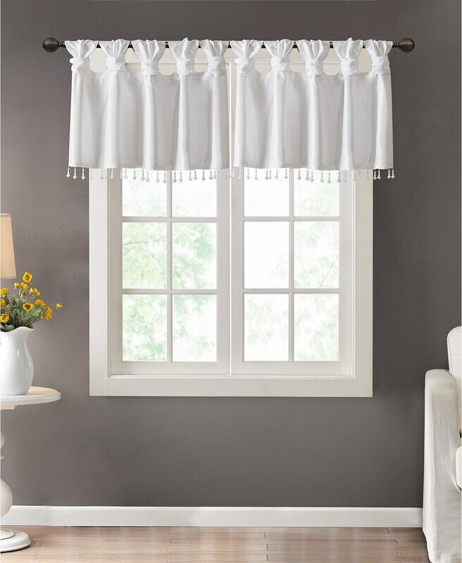 Emilia 50&quot; x 26&quot; Lined Faux-Silk Twisted Tab Curtain Valance White