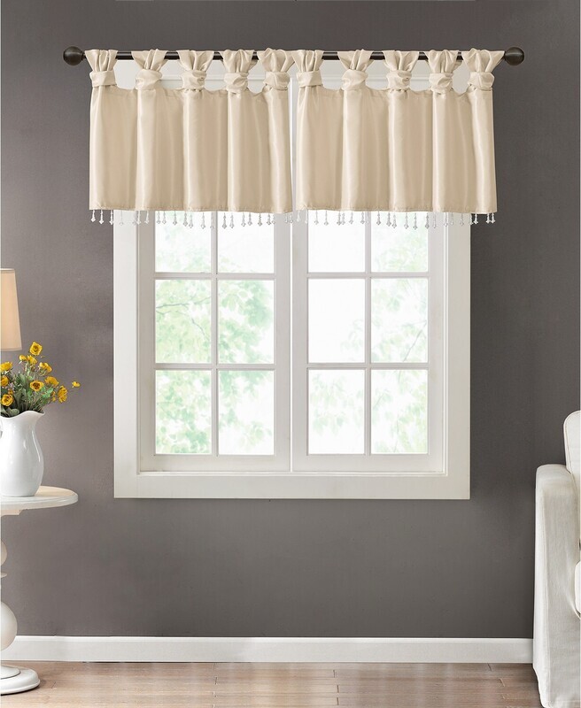 Emilia 50&quot; x 26&quot; Lined Faux-Silk Twisted Tab Curtain Valance