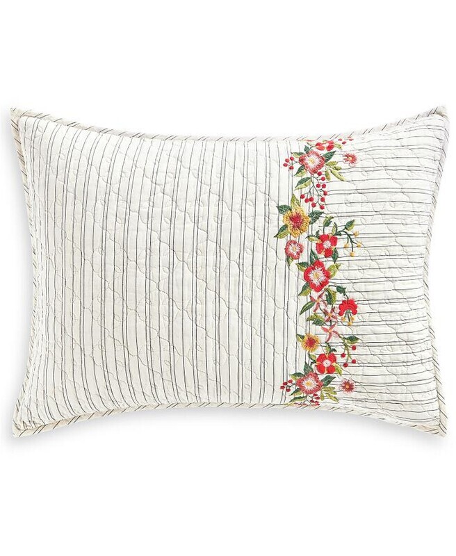 Martha Stewart Collection Embroidered Flowers Standard Sham