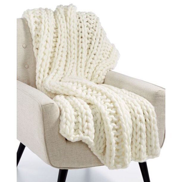 Lacourte Luxury Heathered Chunky-Knit 50&quot; x 60&quot; Throw