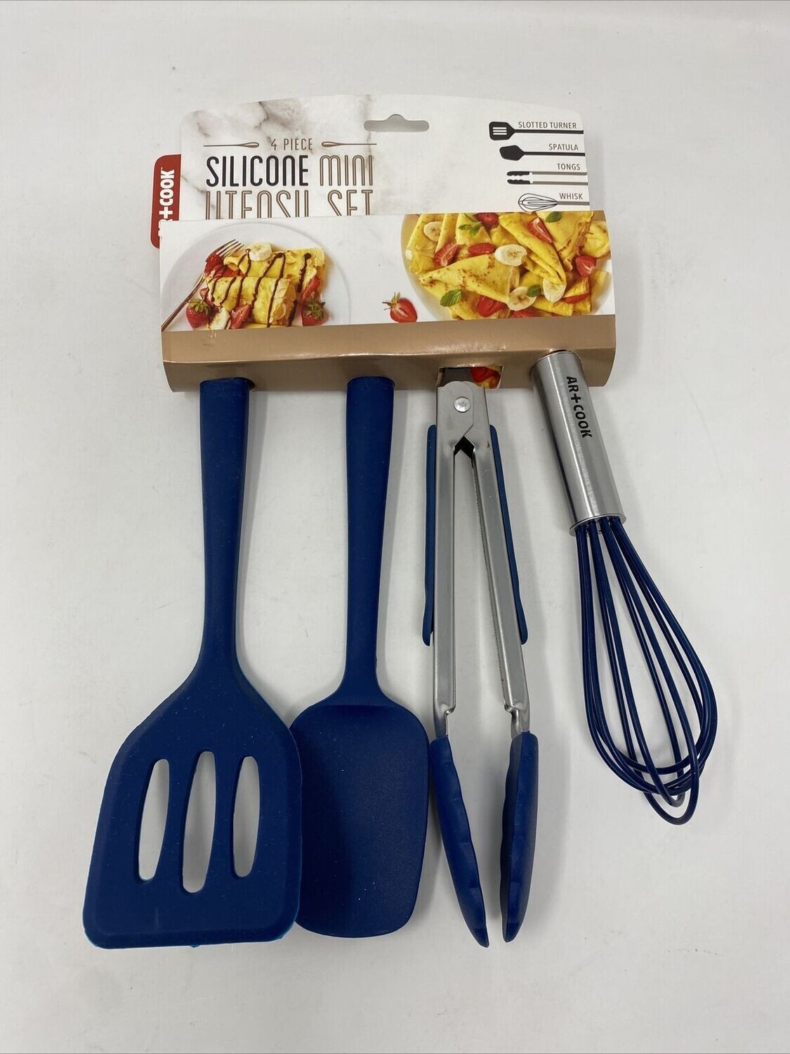 Art & Cook 4 Piece Silicone Mini Utensil Set, Blue