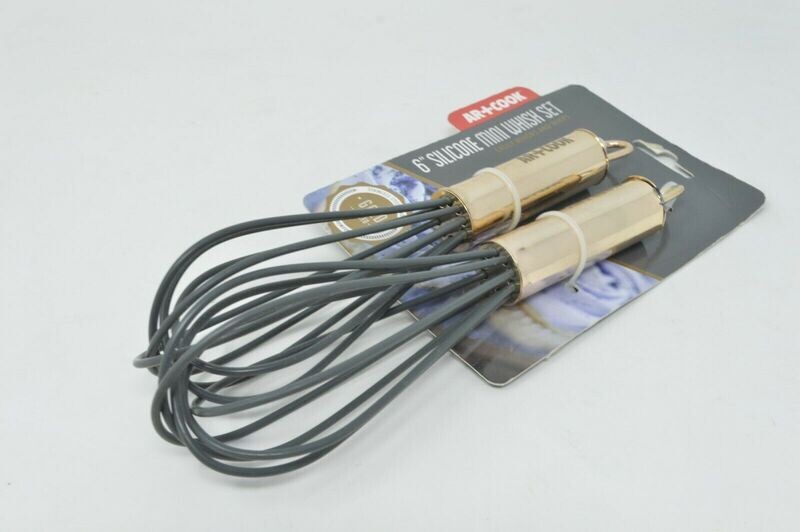 Artcook Set Of 2 Mini Silicone Whisks, Mixing &amp; Stir Cooking Utensils 6&quot;, Gray